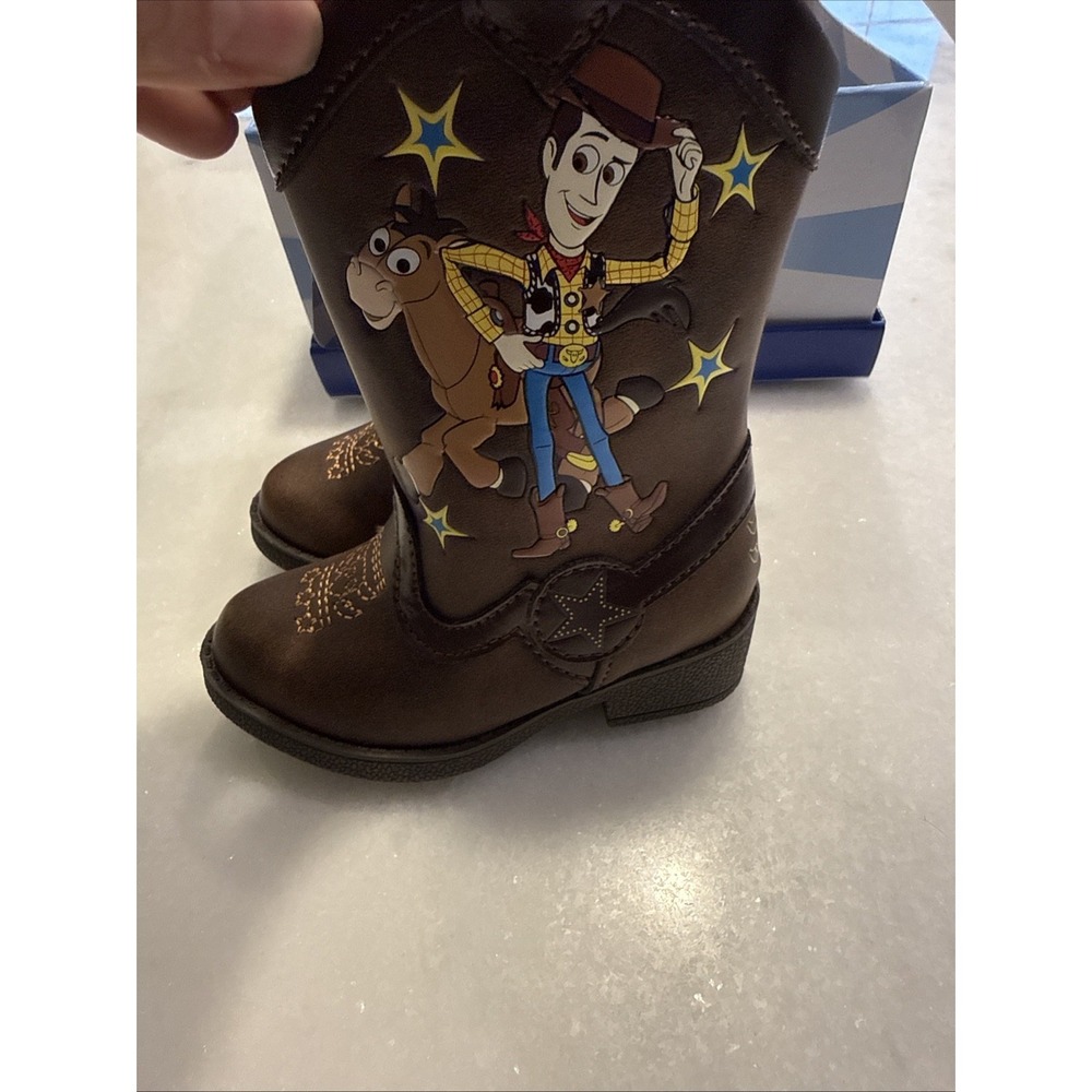 Disney Pixar Toy Story Woody Toddler Cowboy Boots Brown 5 Pull On Zip Western